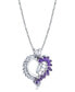 Фото #2 товара Macy's amethyst (7/8 ct. t.w.) & Diamond (1/20 ct. t.w.) Open Heart 18" Pendant Necklace in Sterling Silver