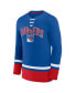 Men's Blue New York Rangers Back Pass Lace-Up Long Sleeve T-shirt