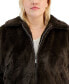 Фото #4 товара Juniors' Trendy Plus Size Faux-Fur Coat, Created for Macy's