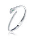Фото #1 товара White Gold Plated with Emerald & Cubic Zirconia Snake Bypass Coil Wrap Bangle Bracelet