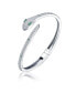 ფოტო #1 პროდუქტის White Gold Plated with Emerald & Cubic Zirconia Snake Bypass Coil Wrap Bangle Bracelet