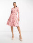 Фото #4 товара Rebellious Fashion wrap front midi dress in pink print