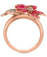 Фото #5 товара EFFY® Pink & Green Enamel & Diamond Flower Ring (1/5 ct. t.w.) in 14k Rose Gold