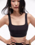 Topshop co-ord taffeta square neck crop top in black