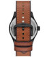 ფოტო #3 პროდუქტის Men's Defender Solar Brown Leather Strap Watch, 46mm