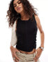 Weekday Regina bardot top with front seam and ruched detail in black