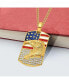 ფოტო #1 პროდუქტის Enamel Crystal Eagle American Flag Dog Tag Curb Chain Necklace