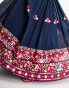 Nesavaali lahenga embroidered full maxi skirt in navy