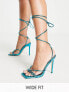Фото #2 товара Public Desire Wide Fit Dax tie ankle heel sandals in metallic blue