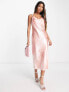 Фото #1 товара River Island chain strap midi slip dress in bright pink