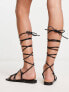 Фото #4 товара RAID Wide Fit Exclusive strappy ghillie tie sandals in black