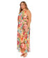 ფოტო #3 პროდუქტის Plus Size Floral Halter Maxi Dress