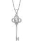 ფოტო #1 პროდუქტის Cultured Freshwater Pearl (6mm) & Cubic Zirconia Clover Key 18" Pendant Necklace in Sterling Silver
