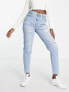 Levi's high waisted distressed mom jean in light wash blue