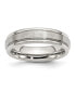 Stainless Steel Satin 6mm Grooved Edge Band Ring