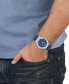 Men's Swiss Chronograph V-Sporty Greca Blue Leather Strap Watch 46mm