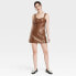 Фото #1 товара Women's Faux Leather Bodycon Dress - A New Day Dark Brown XS