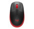 Logitech M190 Full-size wireless mouse - Ambidextrous - Optical - RF Wireless - 1000 DPI - Black - Red