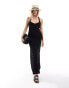 ASOS DESIGN crochet cross back maxi dress with d-ring in black Черный, 32 - фото #1