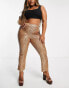 Фото #2 товара ASOS DESIGN Curve jersey sequin suit kick flare trouser in rose gold