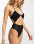 Фото #1 товара ASOS DESIGN Mindy monogram mesh halterneck body with cut-out in black