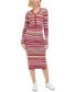 ფოტო #4 პროდუქტის Women's Spacedye Stripe Midi Skirt