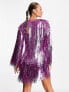 Фото #2 товара ASOS DESIGN shard sequin wrap mini dress with tie detail in pink