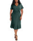 ფოტო #4 პროდუქტის Plus Size Twist-Front Flounce-Hem Dress