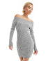 Фото #1 товара Glamorous boat neck knitted mini dress in grey marl