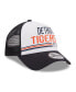 ფოტო #3 პროდუქტის Men's White/Navy Detroit Tigers Stacked A-Frame Trucker 9FORTY Adjustable Hat