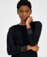 Women's Mixed-Media Blouson-Sleeve Blouse