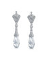 Фото #1 товара Briolette Faceted Teardrop Cubic Zirconia CZ Chandelier Earrings For Women Prom Sterling Silver