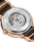 ფოტო #3 პროდუქტის Women's Swiss Automatic Centrix Diamond Accent Brown Ceramic & Rose Gold PVD Stainless Steel Bracelet Watch 35mm