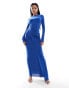 ASOS DESIGN long sleeve drape detail maxi dress in blue BLAU, 38 - фото #1