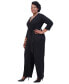 Фото #5 товара Women's Tie-Waist 3/4-Sleeve Wide-Leg Jumpsuit