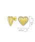 ფოტო #1 პროდუქტის Personalized Initial Letter A-Z Minimalist Alphabet Initials Heart Shaped Stud Earrings Girlfriend Yellow 14K Gold Plated Sterling Silver