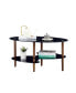 Фото #4 товара Modern 3-Layer Glass Coffee Table with Oak Wood Legs