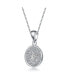 Classy Rhodium Plated Round CZ Pendant Necklace