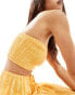 Wednesday's Girl ruched stripe bandeau co-ord in marigold yellow