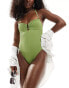 Фото #4 товара Free Society textured ring front swimsuit in khaki