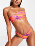 ASOS DESIGN mix and match sleek one shoulder bikini top in sunset marble print