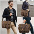 Фото #13 товара NUBILY Briefcase Men's Shoulder Bag Leather Canvas Work Bag Shoulder Bag for Men, Laptop Bag Messenger Bag for 15.6 Inch Laptop