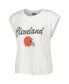 ფოტო #4 პროდუქტის Women's White, Cream Cleveland Browns Montana Knit T-Shirt and Shorts Sleep Set