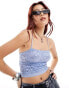 Фото #2 товара Free People lace overlay cropped cami bralet in astral blue