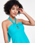 Фото #4 товара Women's Cutout Halter Linen Blend Mini Dress, Created for Macy's