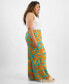 Фото #3 товара Trendy Plus Size Floral Flat-Front Wide-Leg Pants, Created for Macy's