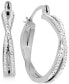 ფოტო #2 პროდუქტის Crystal Small Crossover Hoop Earrings, 0.95" in Silver Plate or Gold Plate