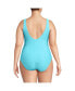 Фото #2 товара Plus Size Chlorine Resistant Texture High Leg Soft Cup Tugless One Piece Swimsuit