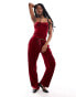 Фото #2 товара Lioness velour bandeau top co-ord in burgundy