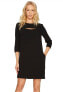 Trina Turk 155701 Women's Marlowe Shift Dress 3/4 Sleeve Solid Black Size 6